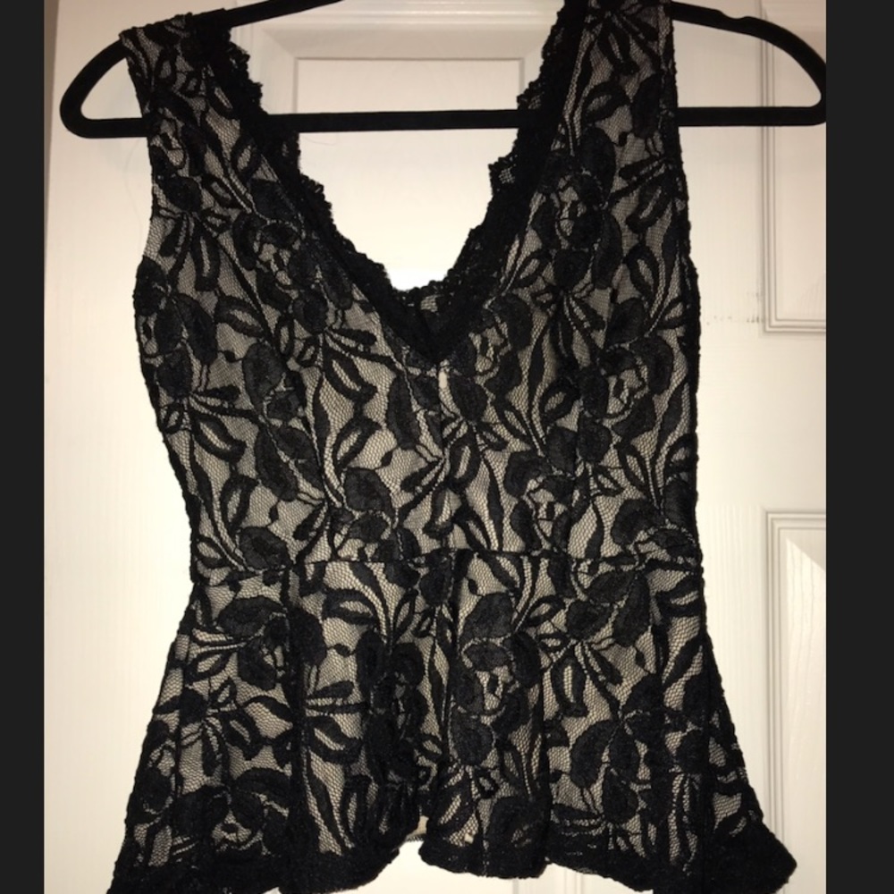 White and black lace peplum